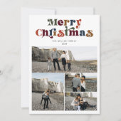 レトロカラフルメリークリスマスフォトコラージュ シーズンカード (正面)