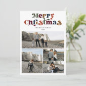 レトロカラフルメリークリスマスフォトコラージュ シーズンカード (スタンド正面)