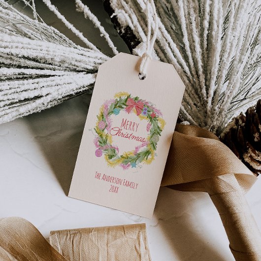 レトロカラフルメ予測できなリークリスマスボウリース ギフトタグ