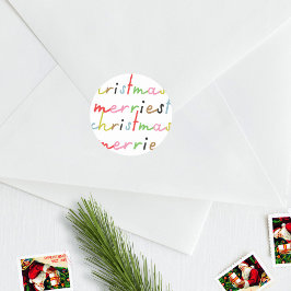 レトロカラフルモダンメリークリスマスホリデー ラウンドシール