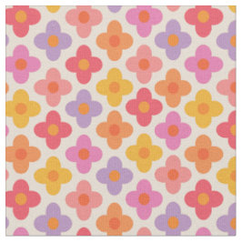 レトロカラフルモッド 1970年代の花柄 ファブリック