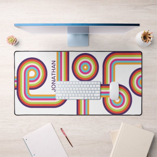 レトロカラフルラインアート デスクマット (オフィス1)