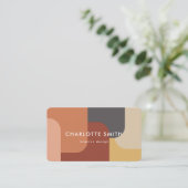 レトロカラフルラウンドストライプティラコッタトーン 名刺 (スタンド正面)