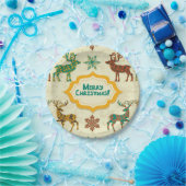 レトロカラフルレインディアメリークリスマス ペーパープレート (パーティー)