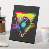 レトロカラフルレインボービニールミュージックレコード 台座サイン (インサイチュ)