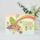 レトロカラフルレインボーフラワーズメッセージサンキュー サンキューカード (スタンド正面)