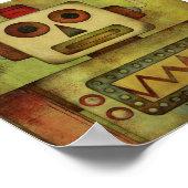 レトロカラフルロボットポスタープリント ポスター (角)