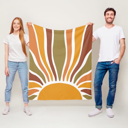 レトロカラフルヴィンテージサンライズ フリースブランケット (インサイチュ)