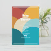 レトロカラフルヴィンテージ抽象芸術アートベイビーシャワー 招待状 (スタンド正面)