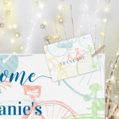 レトロカラフルヴィンテージ自転車パターンありがとうありがとう ポストカード