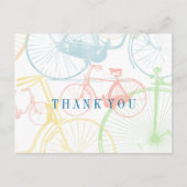 レトロカラフルヴィンテージ自転車パターンありがとうありがとう ポストカード (正面)