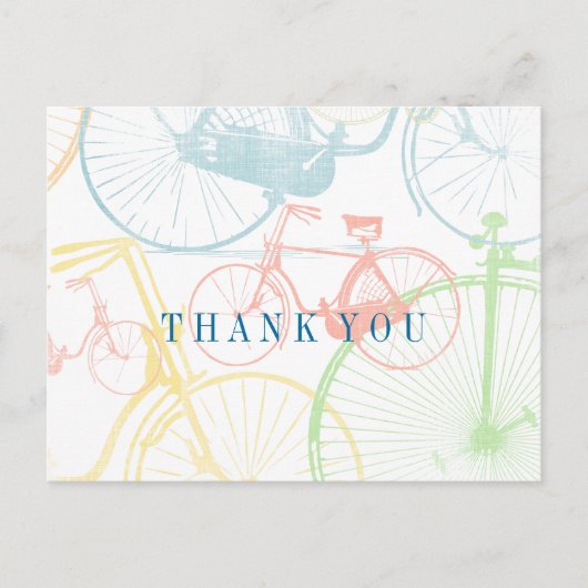 レトロカラフルヴィンテージ自転車パターンありがとうありがとう ポストカード (正面)