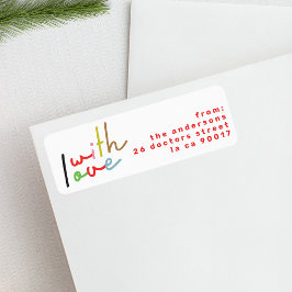 レトロカラフル休日差出人住所封筒 ラベル