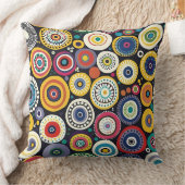 レトロカラフル円パターン クッション (ブランケット)