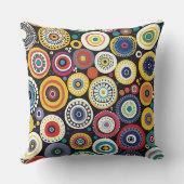 レトロカラフル円パターン クッション (裏面)