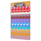 レトロカラフル動物モダンのストライプパターン#2 クリップボード (左)