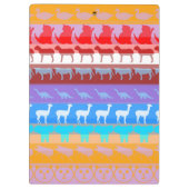 レトロカラフル動物モダンのストライプパターン#2 クリップボード (裏面)