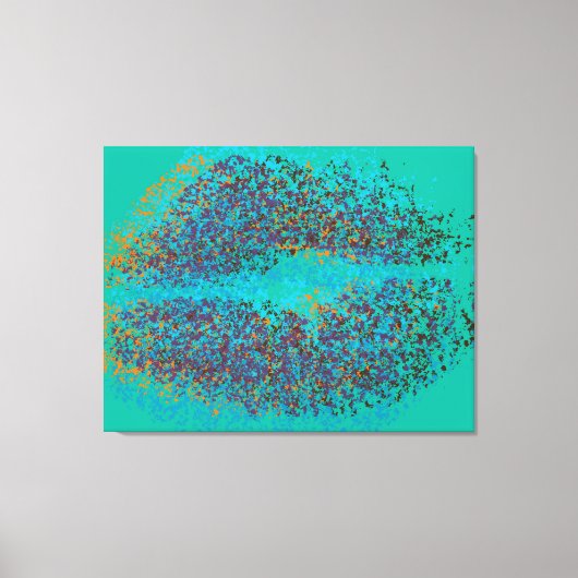 レトロカラフル唇 キャンバスプリント (正面)