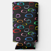 レトロカラフル図形のパターン（黒） スリム缶クーラー (裏面)