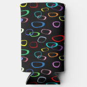 レトロカラフル図形のパターン（黒） スリム缶クーラー (正面)