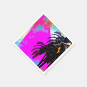 レトロカラフル夏期ビーチパーティーパームツリー スタンダードカクテルナプキン (角)