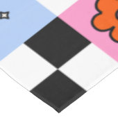 レトロカラフル市松模様にデイジーフラワーチェック テーブルクロス (アングル)