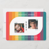 レトロカラフル幾何学形状大学院写真 案内状 (正面)