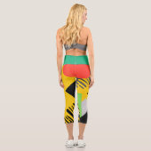 レトロカラフル幾何学模様イエローグリーン可愛い カプリレギンス (裏面)