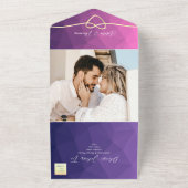 レトロカラフル幾何学的フォト結婚式招待状 オールインワン招待状 (外側)