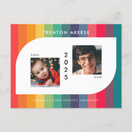 レトロカラフル幾何形状卒業写真 ポストカード