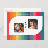 レトロカラフル幾何形状卒業写真 ポストカード (正面/裏面)