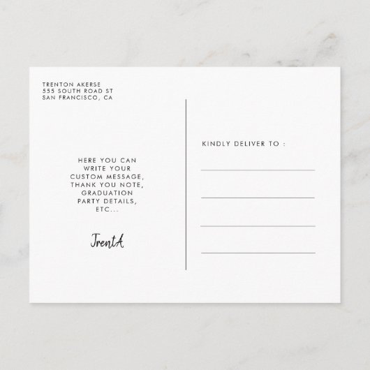 レトロカラフル幾何形状卒業写真 ポストカード (裏面)