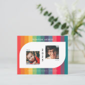 レトロカラフル幾何形状卒業写真 ポストカード (スタンド正面)