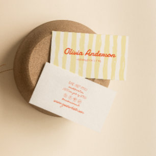 レトロカラフル手描きストリップグルービーかわいい 名刺