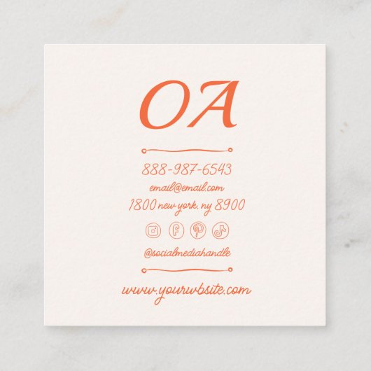 レトロカラフル手描き市松模様にGroovy Cute スクエア名刺 (裏面)