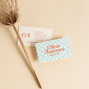 レトロカラフル手描き市松模様にGroovy Cute 名刺