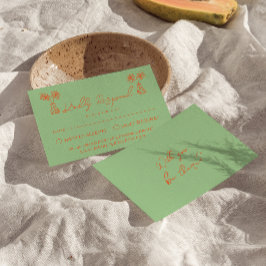 レトロカラフル手描き明るい色のおもしろい結婚 出欠カード