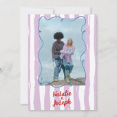 レトロカラフル手描き書写真の写真結婚の 招待状 (裏面)