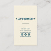 レトロカラフル手描きGroovyフローラトレンディー 名刺 (裏面)