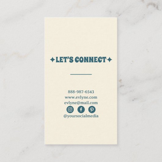 レトロカラフル手描きGroovyフローラトレンディー 名刺 (裏面)