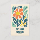 レトロカラフル手描きGroovyフローラトレンディー 名刺 (正面)