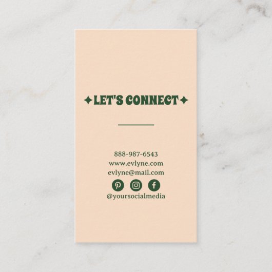 レトロカラフル手描きGroovyフローラ抽象芸術 名刺 (裏面)