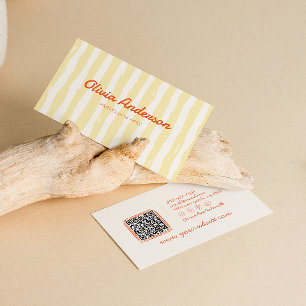 レトロカラフル手描きGroovy QRコード 名刺