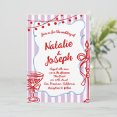 レトロカラフル手描きQR書コー結婚ド 招待状 (スタンド正面)