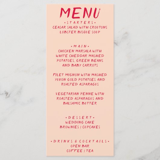 レトロカラフル手書きブッモダンク結婚ズ メニュー (正面)