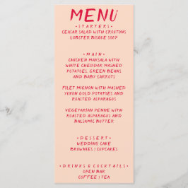 レトロカラフル手書きブッモダンク結婚ズ メニュー