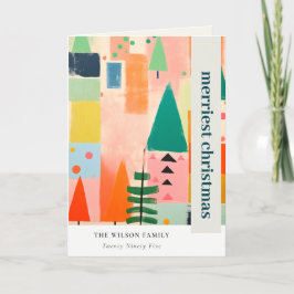 レトロカラフル抽象芸術クリスマス風景の写真 シーズンカード