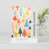 レトロカラフル抽象芸術クリスマス風景の写真 シーズンカード (スタンド正面)