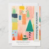 レトロカラフル抽象芸術クリスマス風景の写真 シーズンカード (正面)