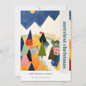 レトロカラフル抽象芸術クリスマス風景の写真 シーズンカード (正面)